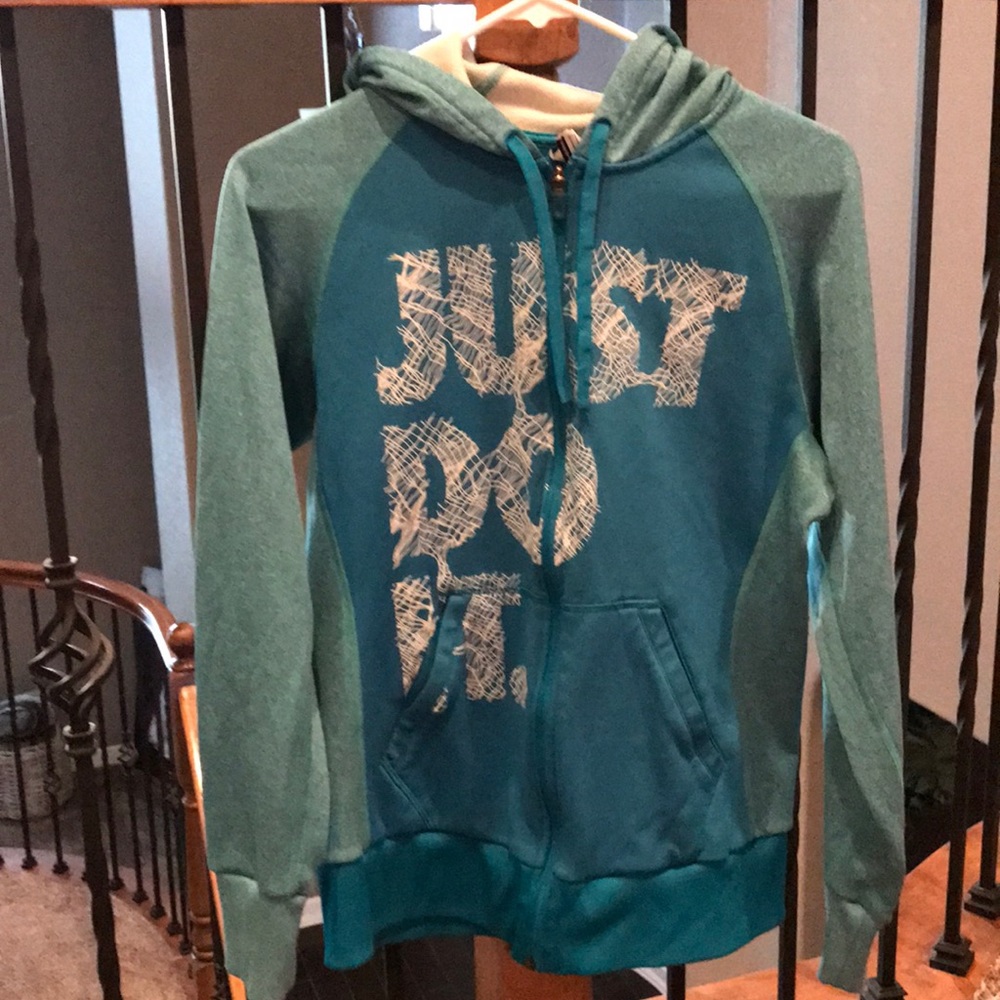 Blue Nike Just Do It zip up sweater